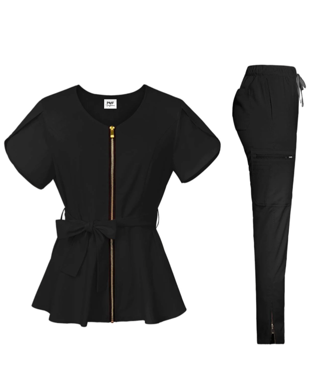 Black tie waist scrubs