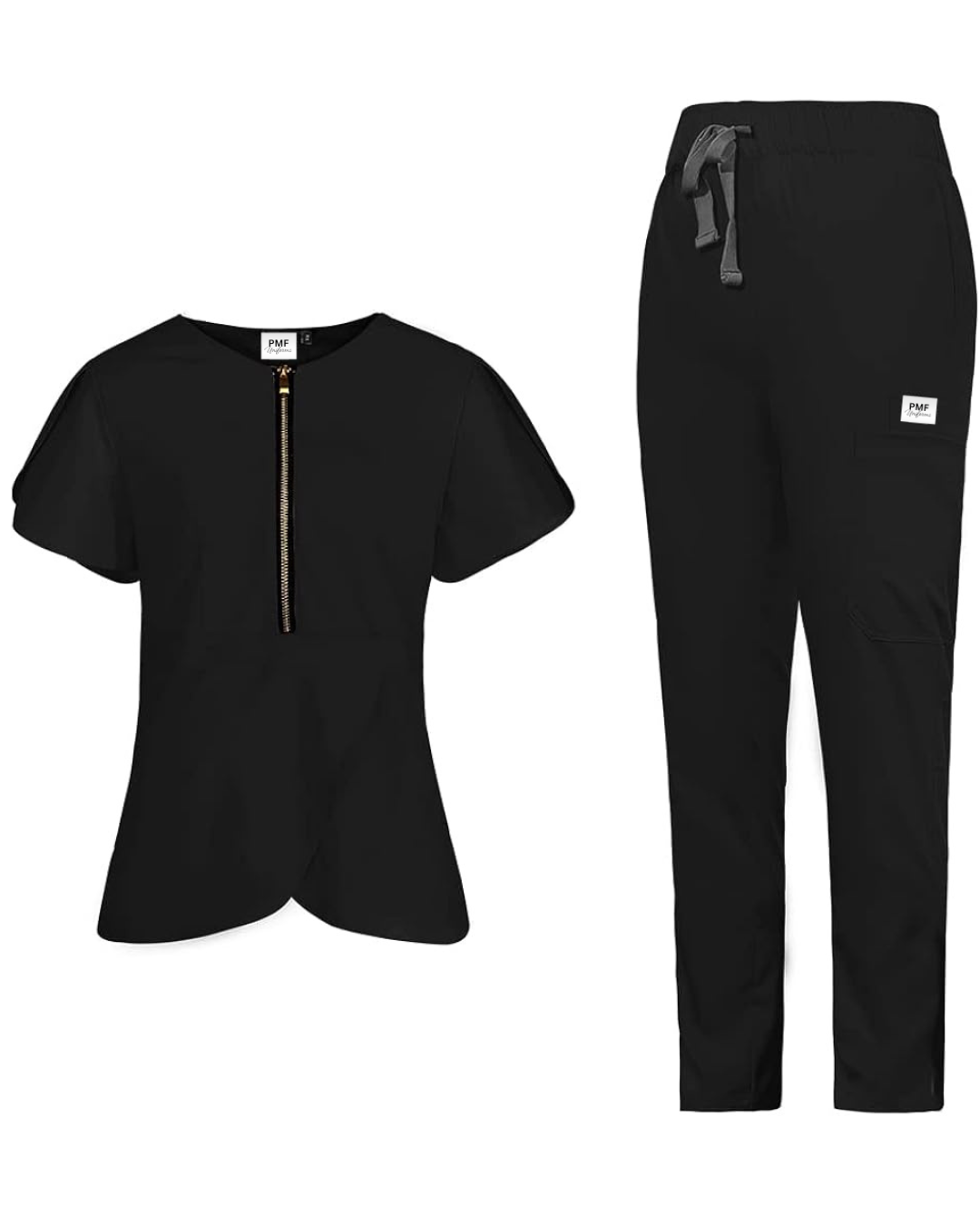 Black peplum scrubs